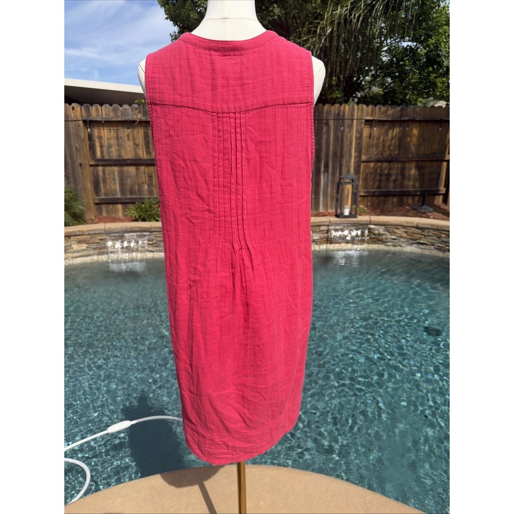 Quince Shift Mini Dress Hot Pink Cotton Gauze Sleeveless Pintuck Cotton L - Picture 5 of 8
